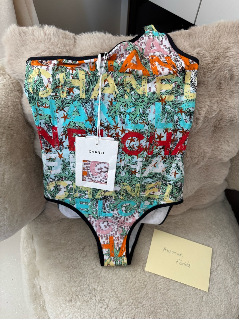 CHANEL Coco Beach 2026 Multicolor One-Shoulder Swimsuit - Picture 2 of 7